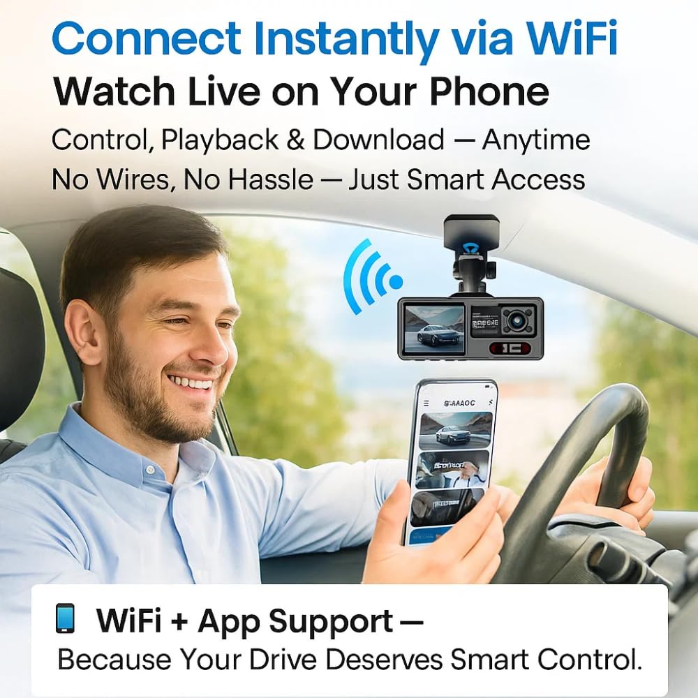 Maizic Navic ProView 3: Dash Cam WiFi 3 Canali Full HD